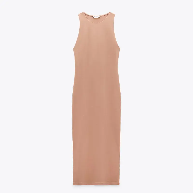 

Платье Zara Halter Neck, бежево-розовый