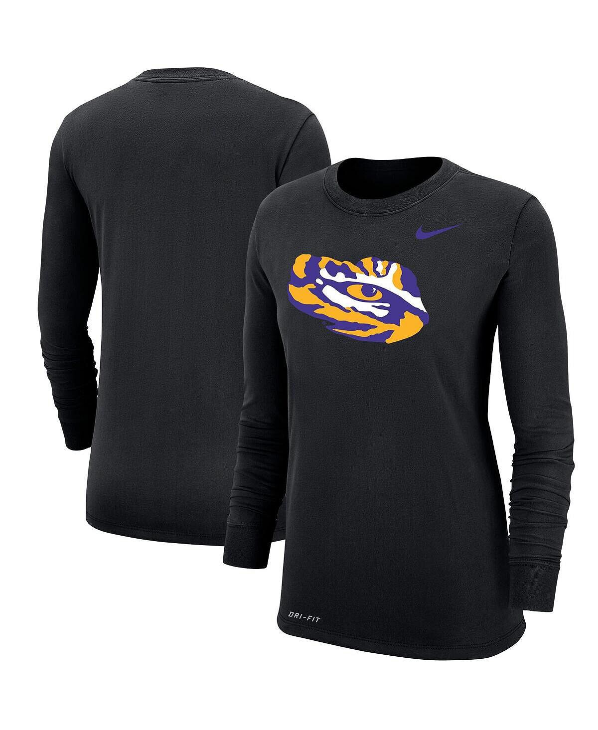 

Черная женская футболка с длинным рукавом и логотипом LSU Tigers Performance Nike, черный