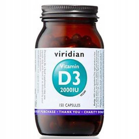 Viridian, Витамин D3 2000 МЕ (веганский), 150 капсул. doctor s best веганский витамин d3 с vitashine d3 2500 ме 60 вегетарианских капсул