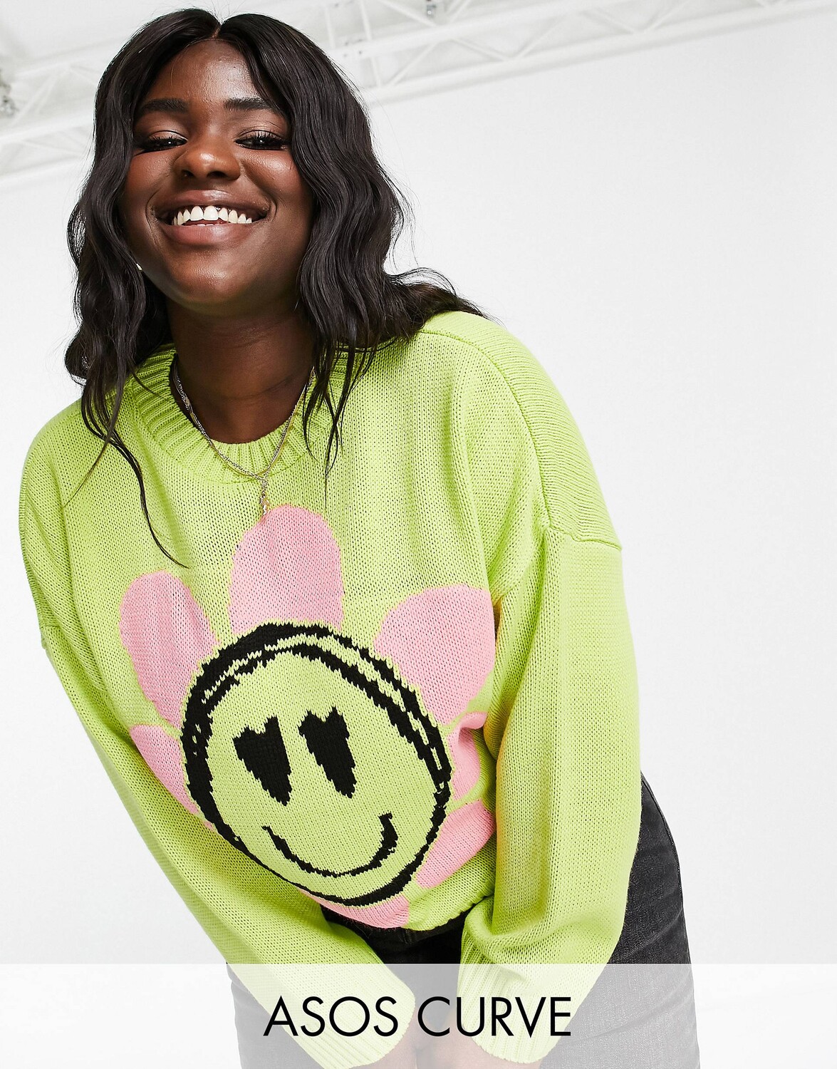 

Светло-зеленый джемпер с цветочным узором ASOS DESIGN Curve