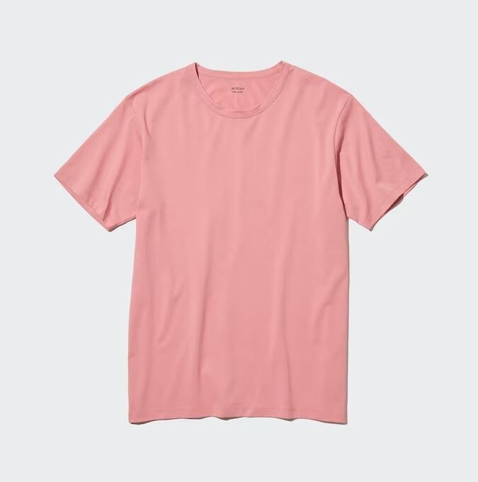 

Футболка хлопковая с круглым вырезом и короткими рукавами Uniqlo Airism Cotton Crew Neck Short Sleeved, розовый