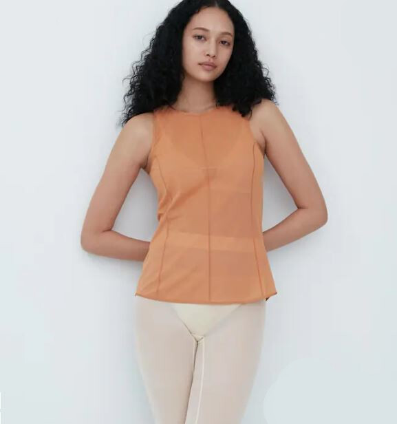 

Топ прозрачный без рукавов Uniqlo & Mame Kurogouchi Sheer Sleeveless, коричневый