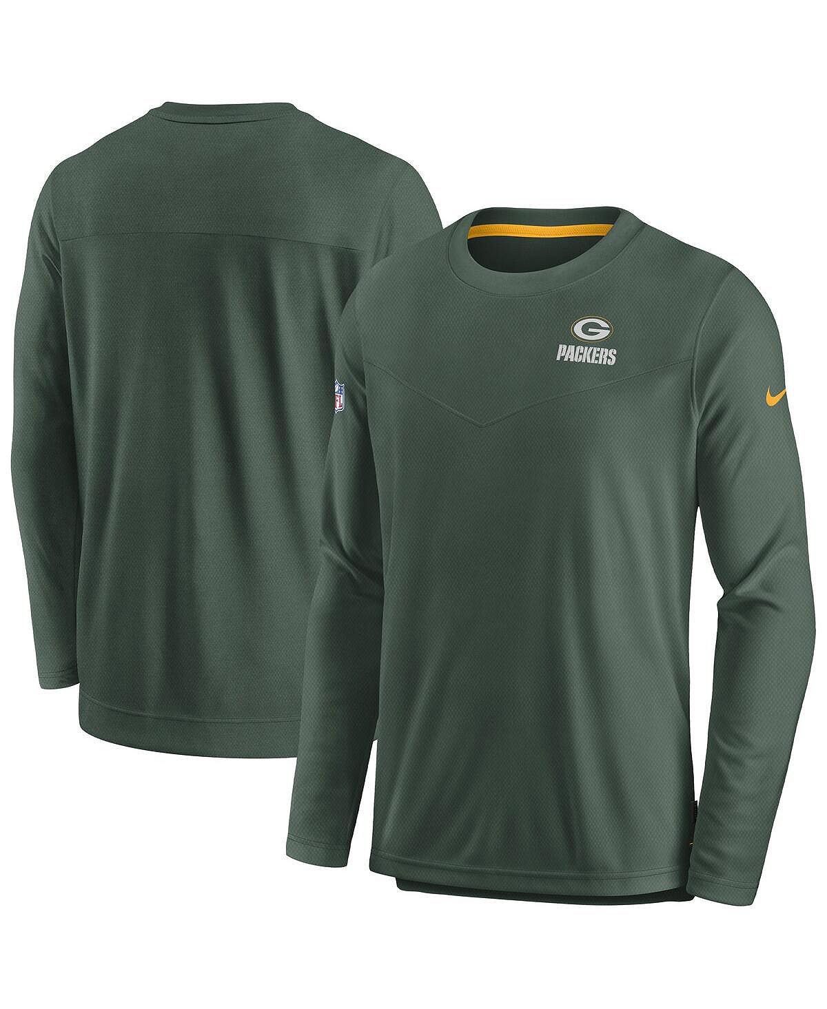 цена Мужская футболка с длинным рукавом green green bay packers sideline lockup performance Nike, зеленый