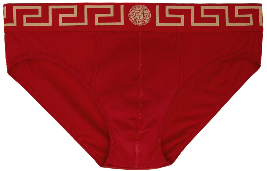 

Красные трусы с каймой Greca Versace Underwear