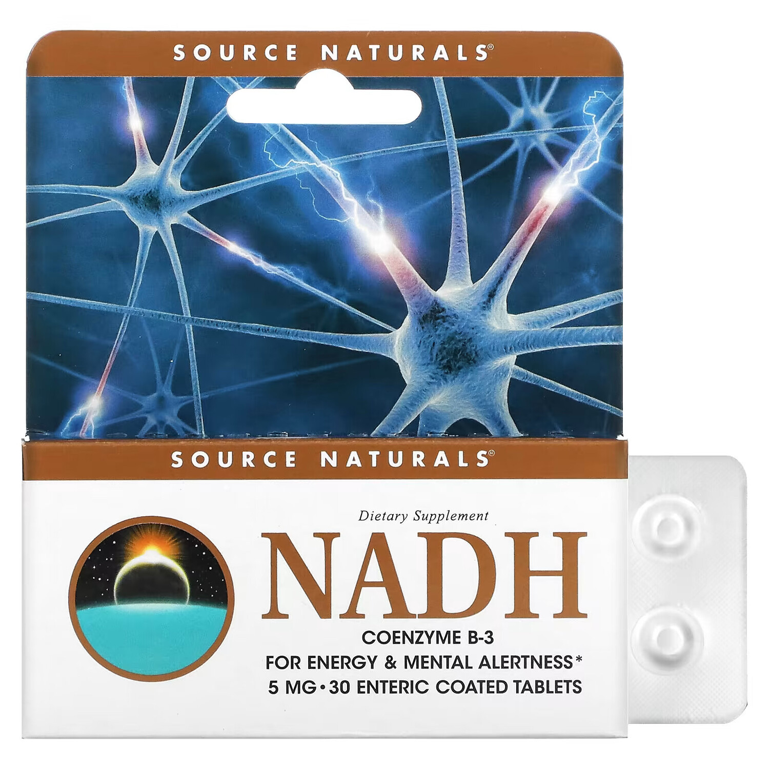 

Source Naturals, NADH, Коэнзим В-3, 5 мг, 30 таблеток