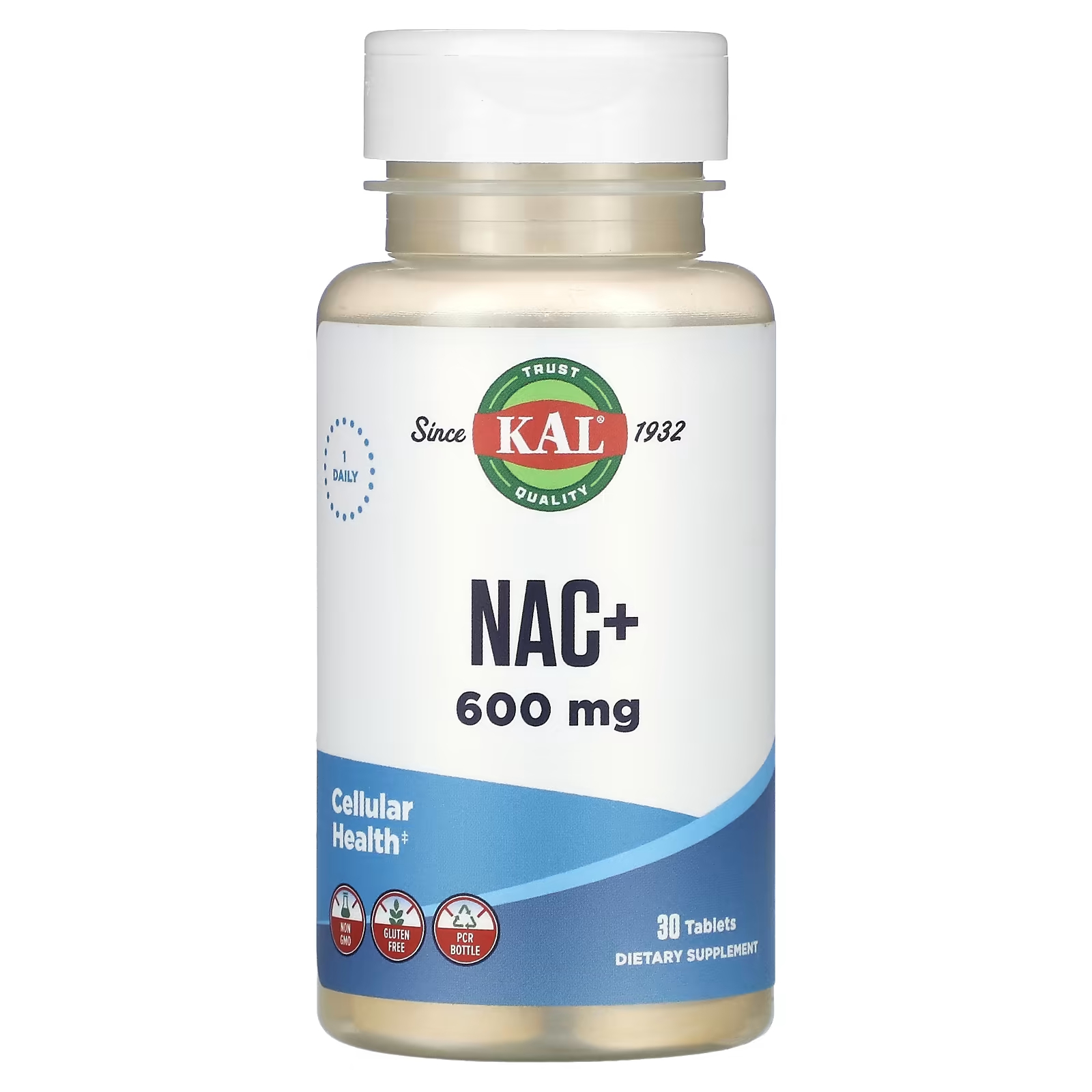 Пищевая добавка KAL NAC+, 600 мг, 30 таблеток kal nac 60 таблеток