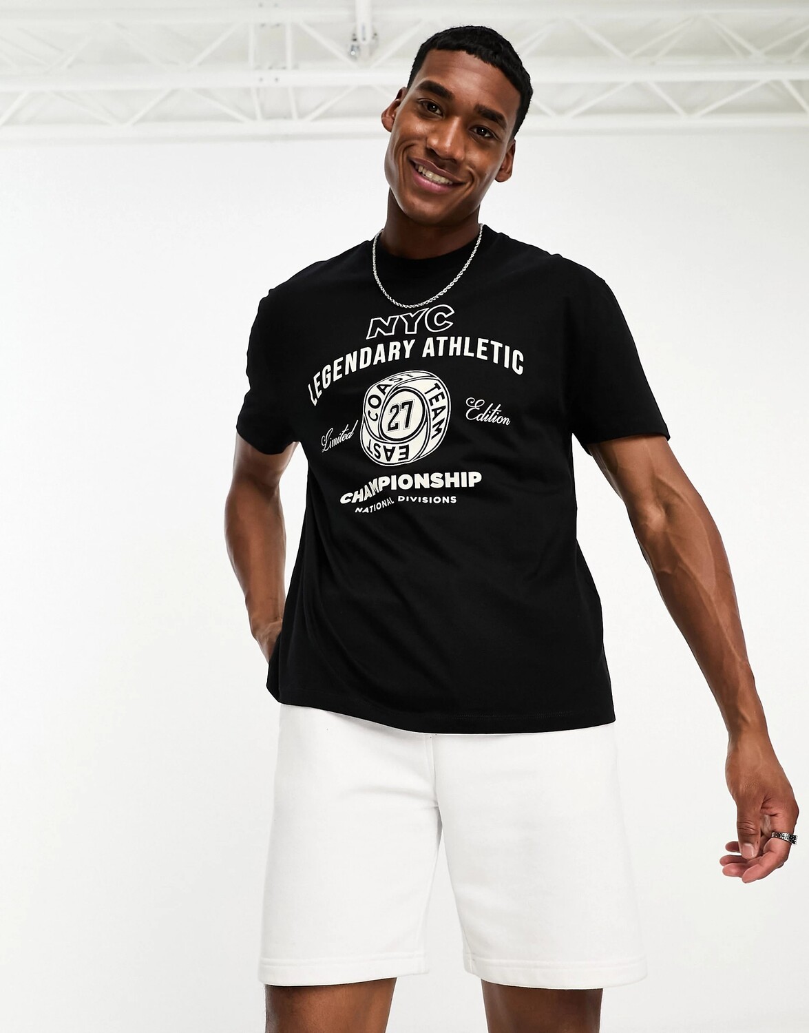 

Футболка Asos Design Relaxed With Varsity Front Print, черный