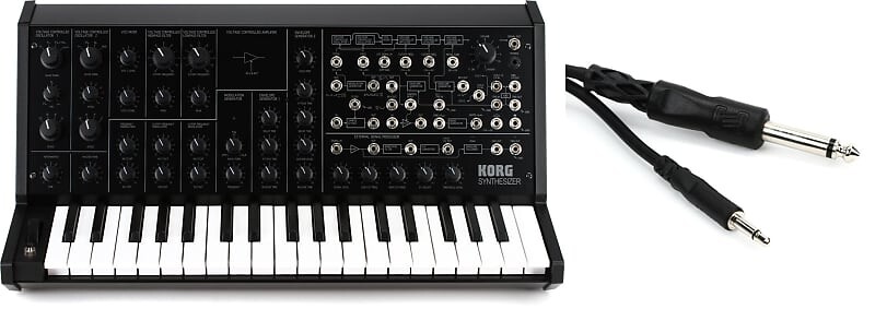 

Мини-полумодульный аналоговый синтезатор Korg MS-20 в комплекте с соединительным кабелем Hosa CMP-305 — штекер TS 3,5 мм — штекер TS 1/4 дюйма — 5 футов Hosa + Korg CMP-305=1 MS20MINI=1