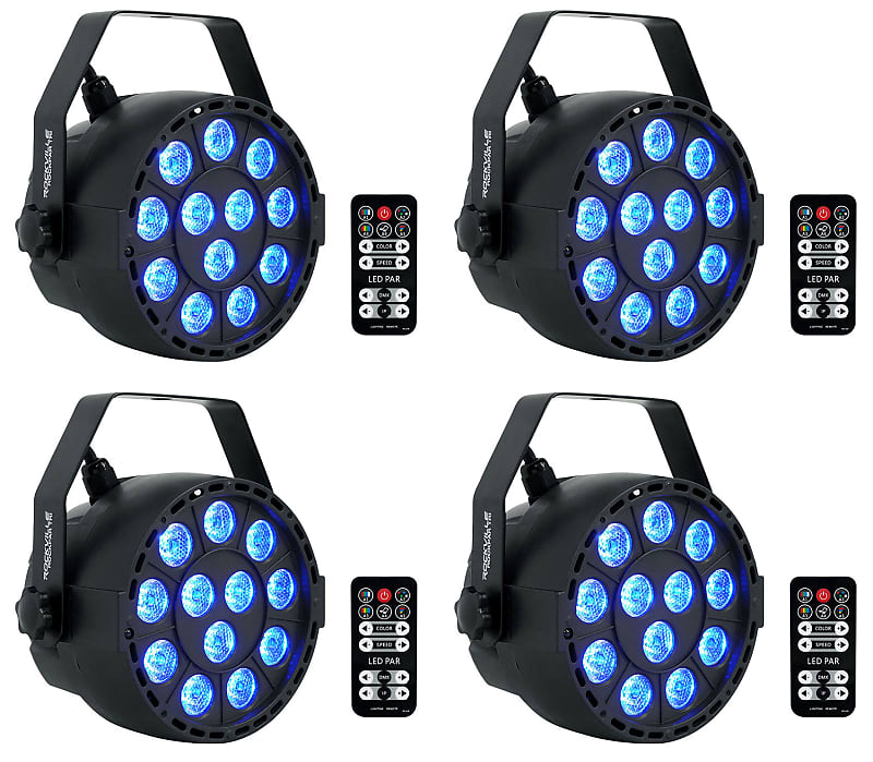 tri kita 4 4) Rockville RockPAR TRI LED RGB Compact Par Can DJ DMX Wash Lights+Remote Black (4) ROCKPAR TRI BLACK