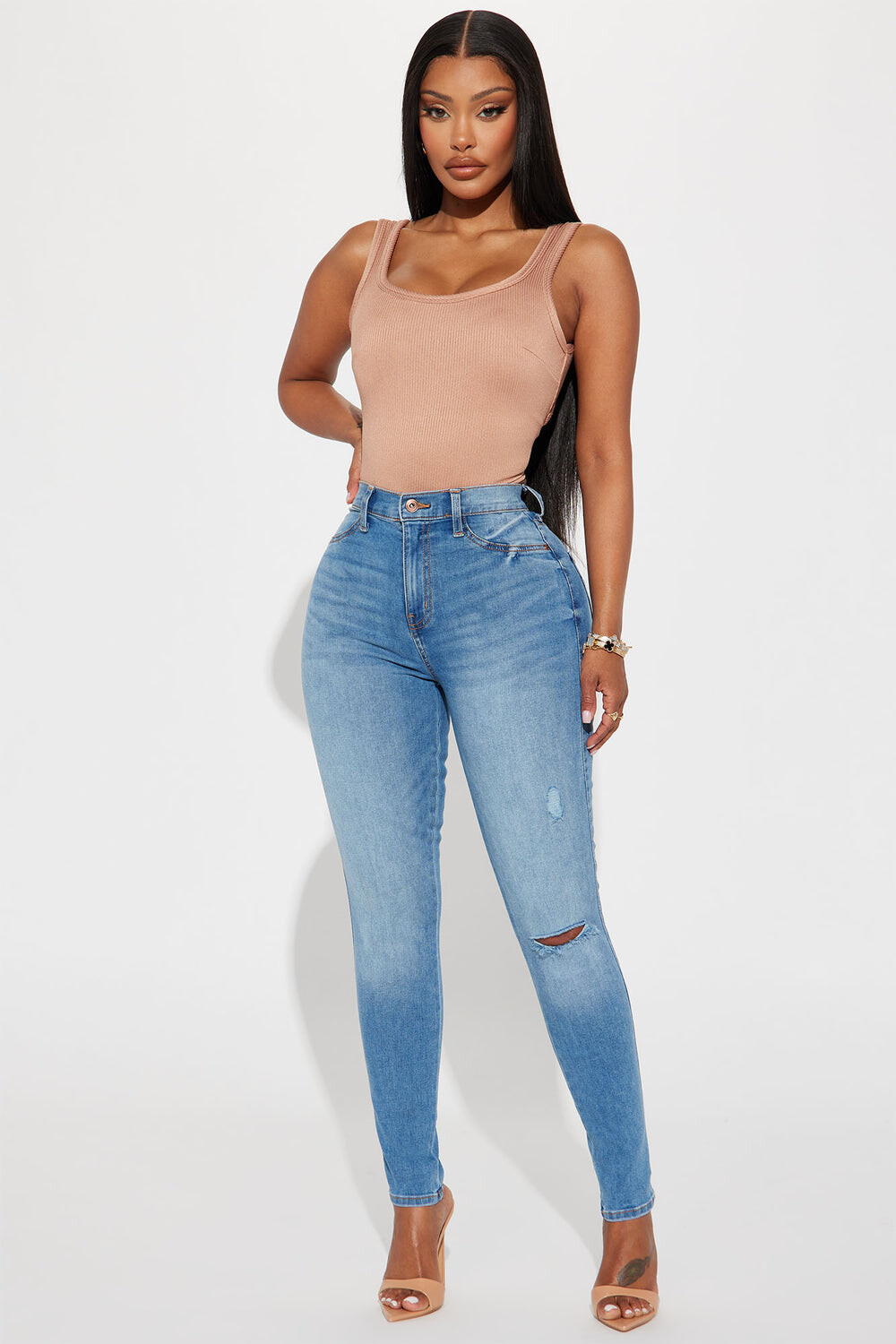 

Джинсы скинни Fashion Nova FNN22370WB03, синий