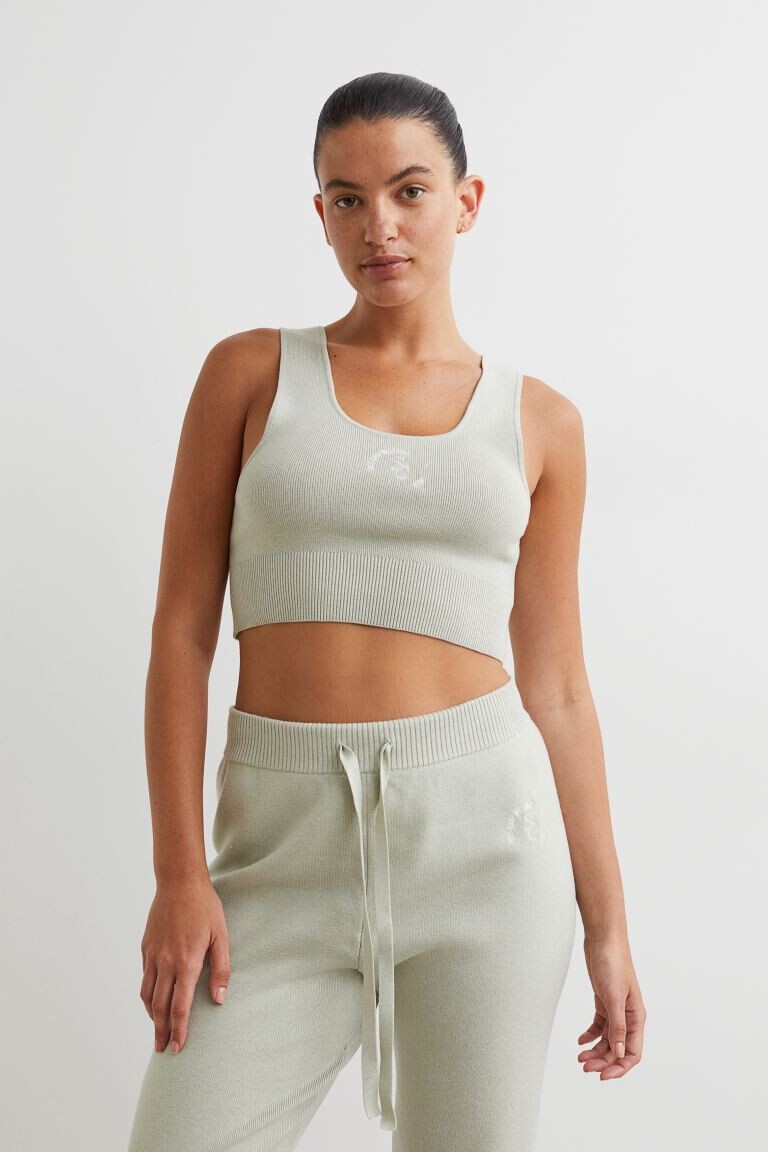 

Короткий вязаный топ H&M, ярко-зеленый шалфей