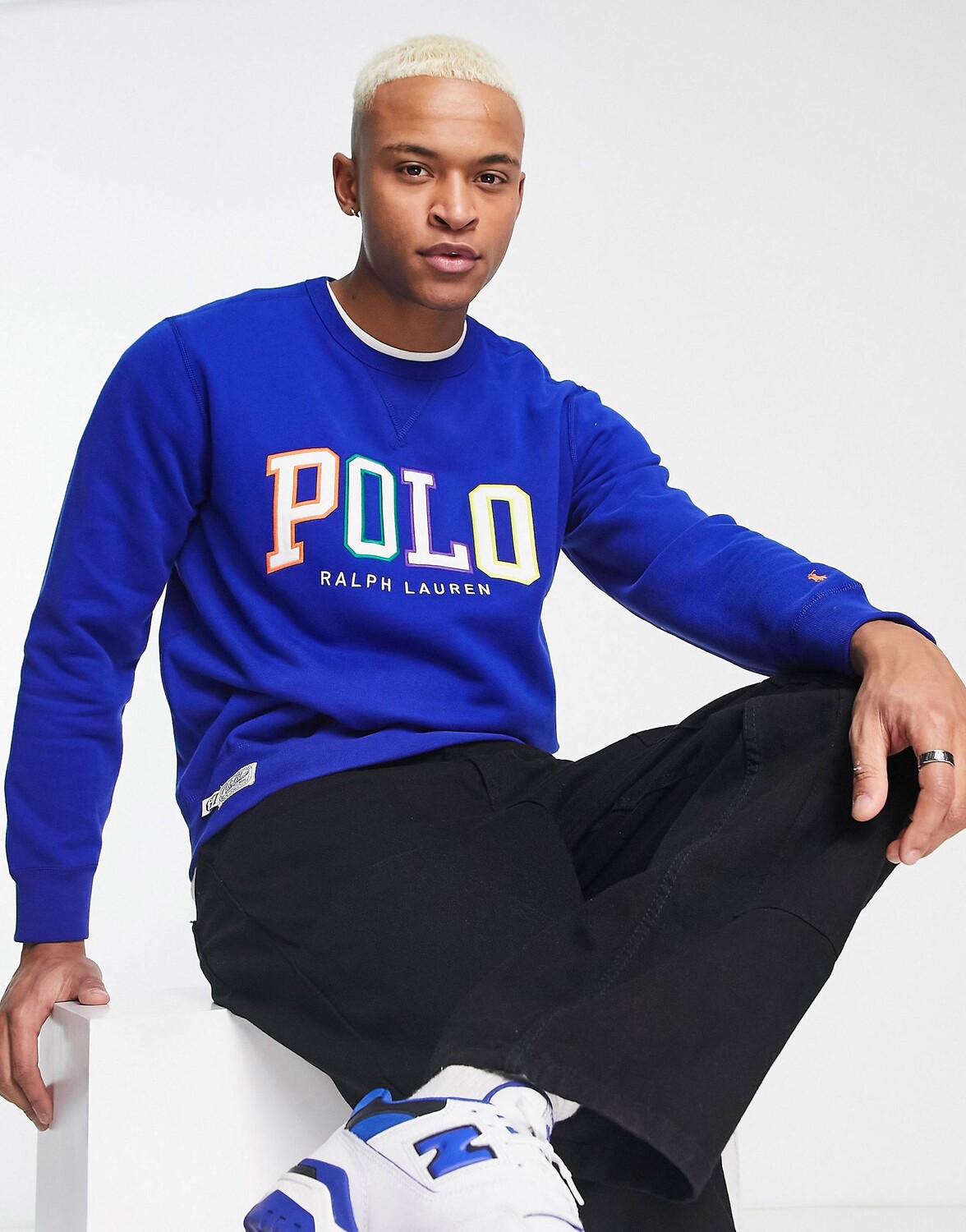 

Королевский синий флисовый свитшот Polo Ralph Lauren с эффектом омбре и логотипом