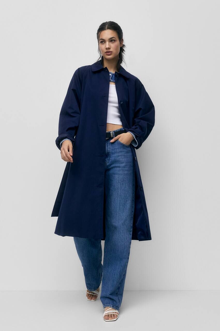 

Тренч оверсайз Pull&Bear, военно-морской