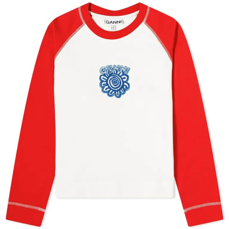 

Толстовка Ganni Isoli Contrast Sleeve, белый/алый