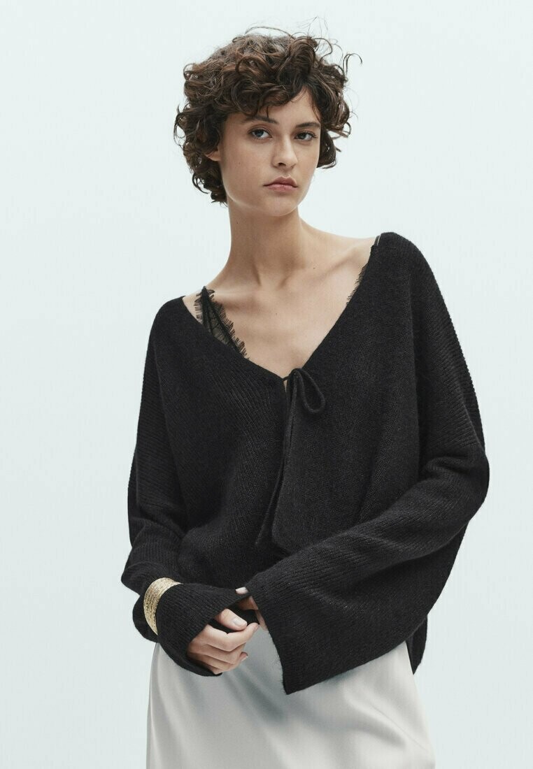 

Кардиган SHIMMERY WITH DETAIL Massimo Dutti, цвет black