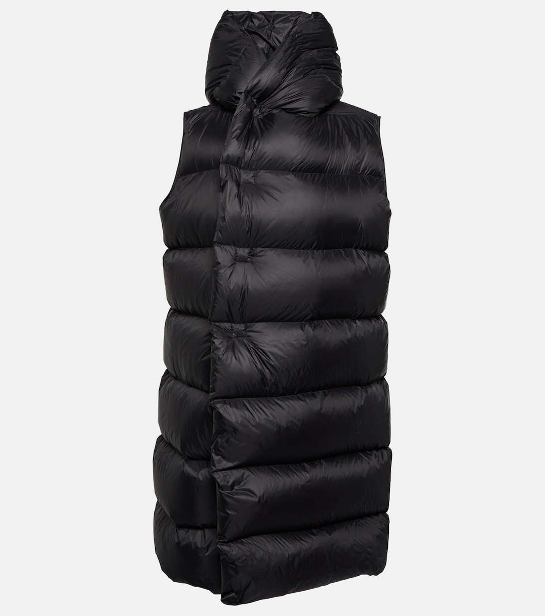 

Пальто с капюшоном и вставками из пуха RICK OWENS, черный