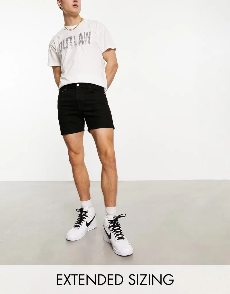 

Черные укороченные джинсовые шорты скинни ASOS