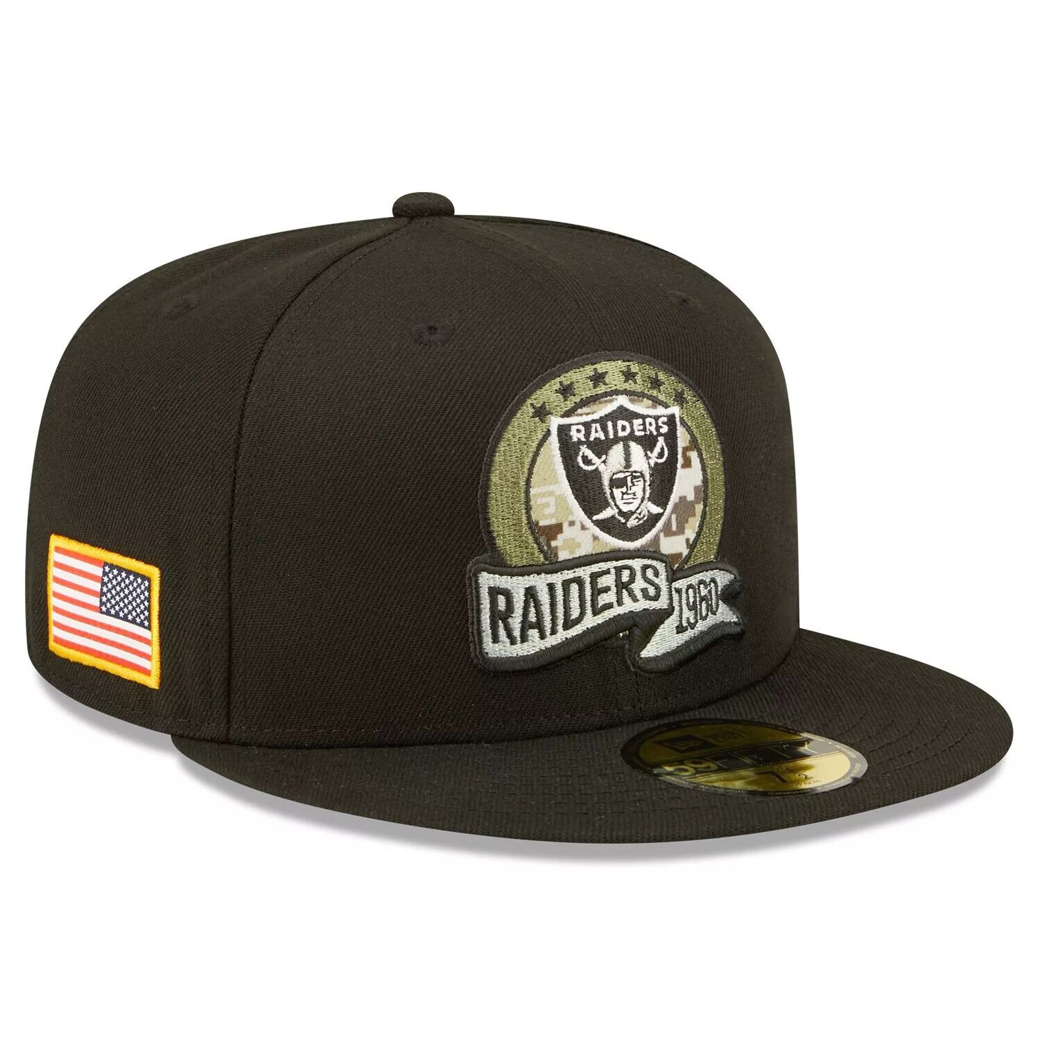 

Мужская облегающая шляпа New Era Black Las Vegas Raiders 2022 Salute To Service 59FIFTY