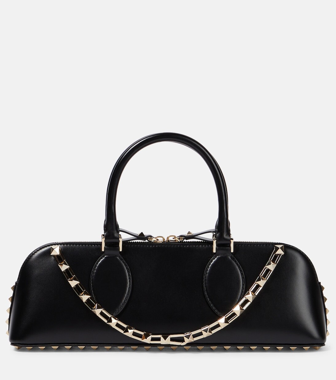 

Маленькая кожаная сумка-тоут rockstud Valentino Garavani, черный