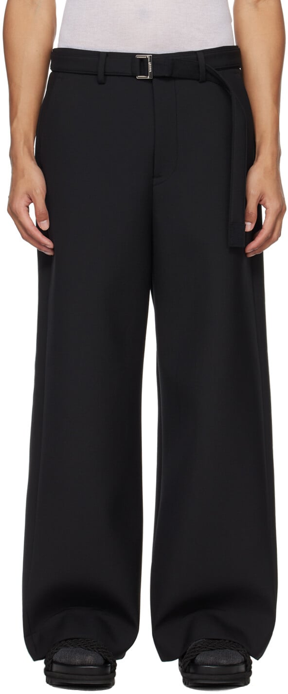 

Черные брюки с поясом Sacai, цвет Black