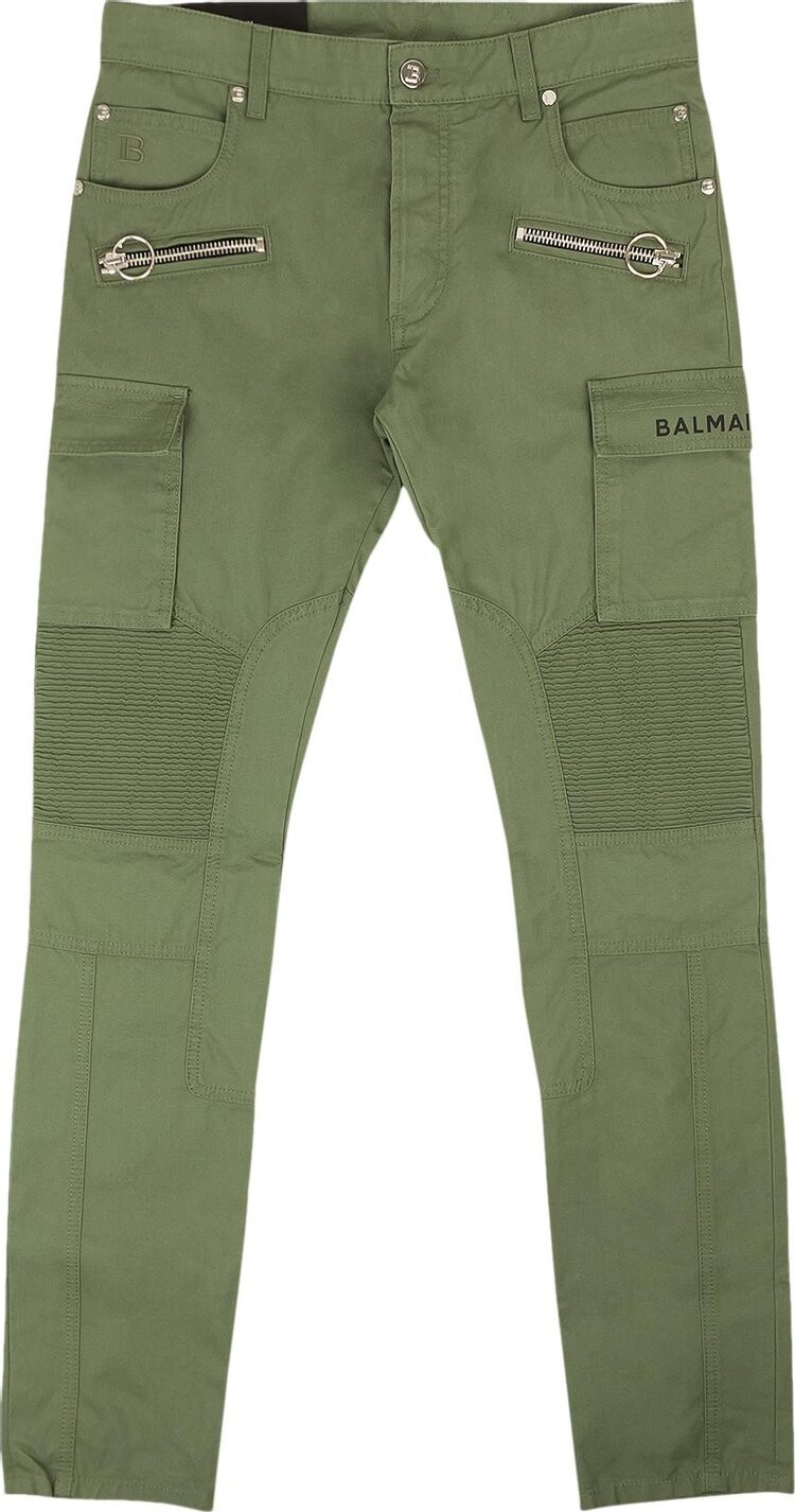 

Джинсы Balmain Slim Cut Ridged Cargo Jeans 'Khaki', зеленый
