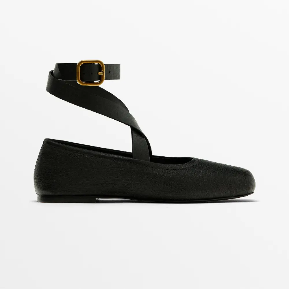 

Балетки Massimo Dutti Square-toe Flats, черный
