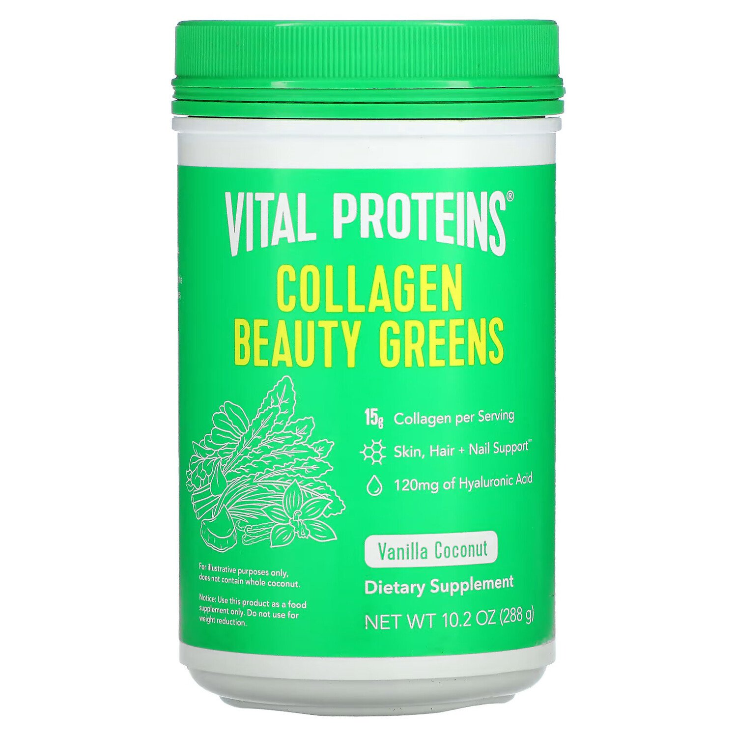 

Vital Proteins, Collagen Beauty Greens, ваниль и кокос, 288 г (10,2 унции)
