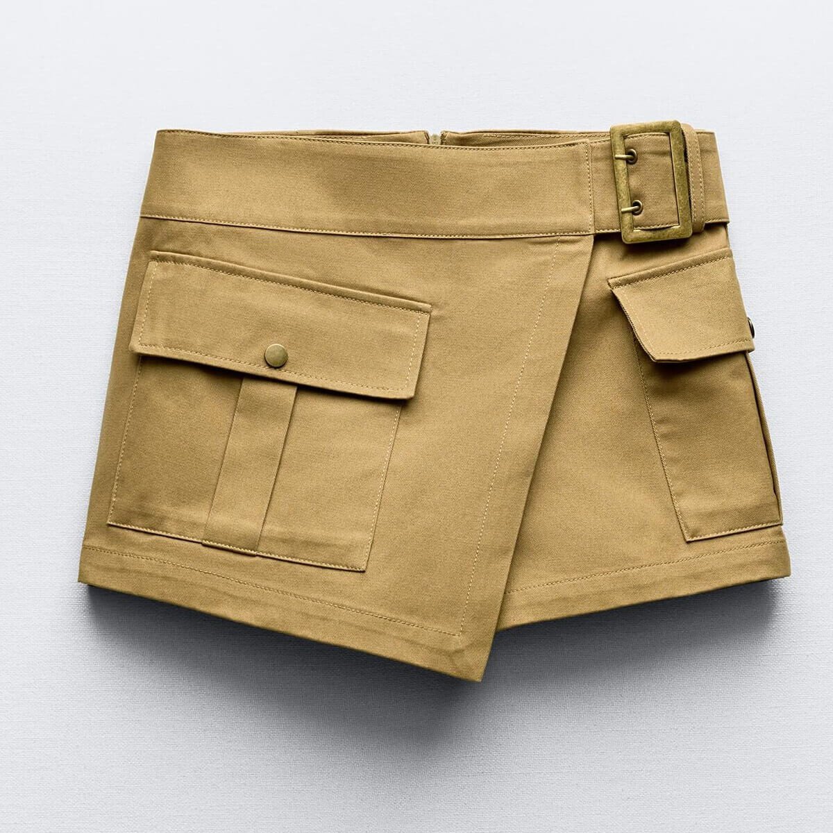 Шорты Zara Low-rise Cargo Bermuda, хаки