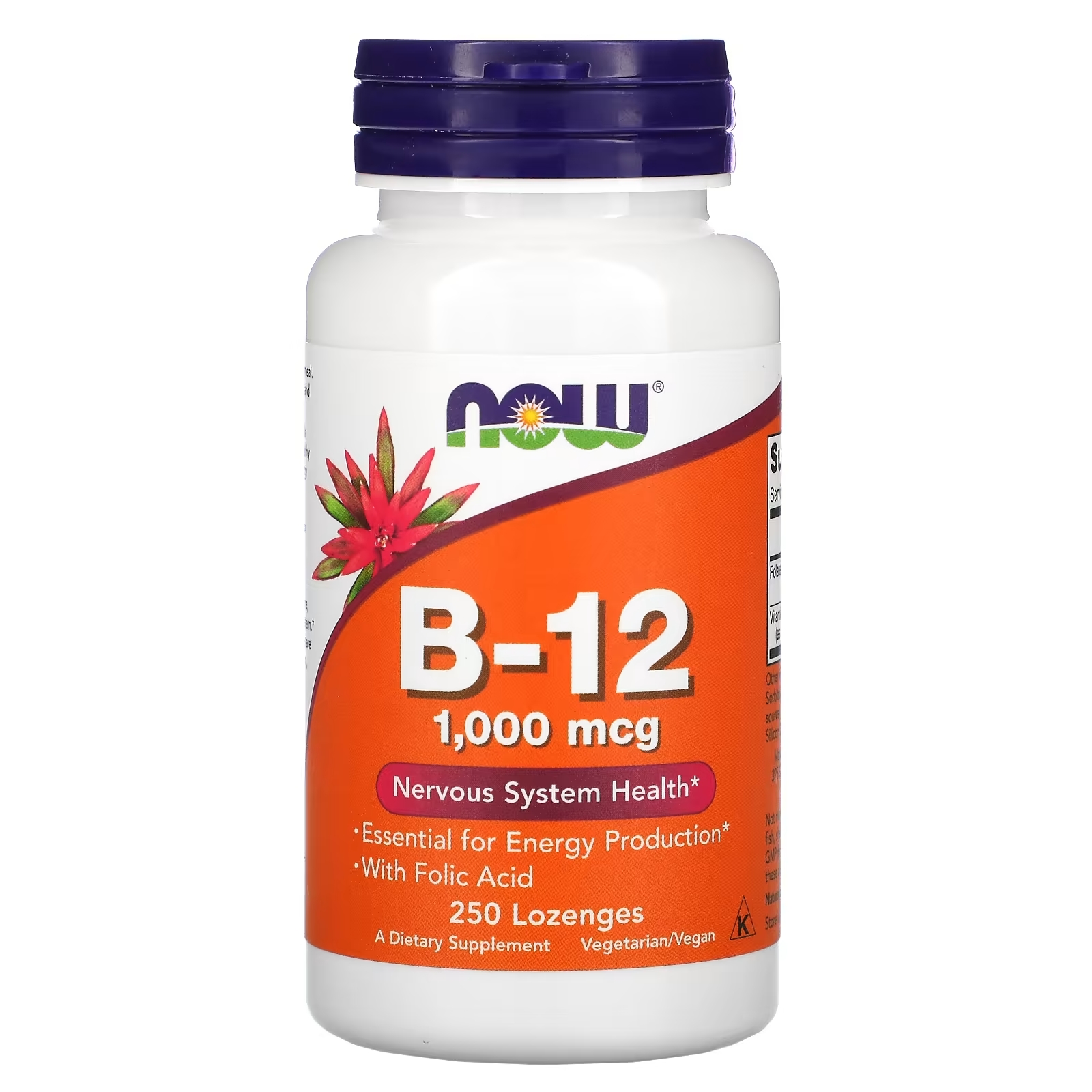 Витамин B12 NOW Foods, 250 пастилок now foods витамин b12 1000 мкг 250 пастилок