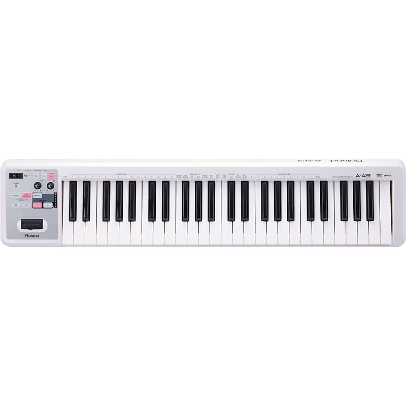 

Roland A-49 Легкий 49-клавишный контроллер MIDI-клавиатуры с питанием от шины USB - белый A-49 MIDI Keyboard Controller - White