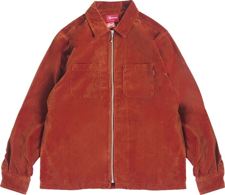 

Рубашка Supreme Velvet Zip Up Shirt 'Rust', оранжевый