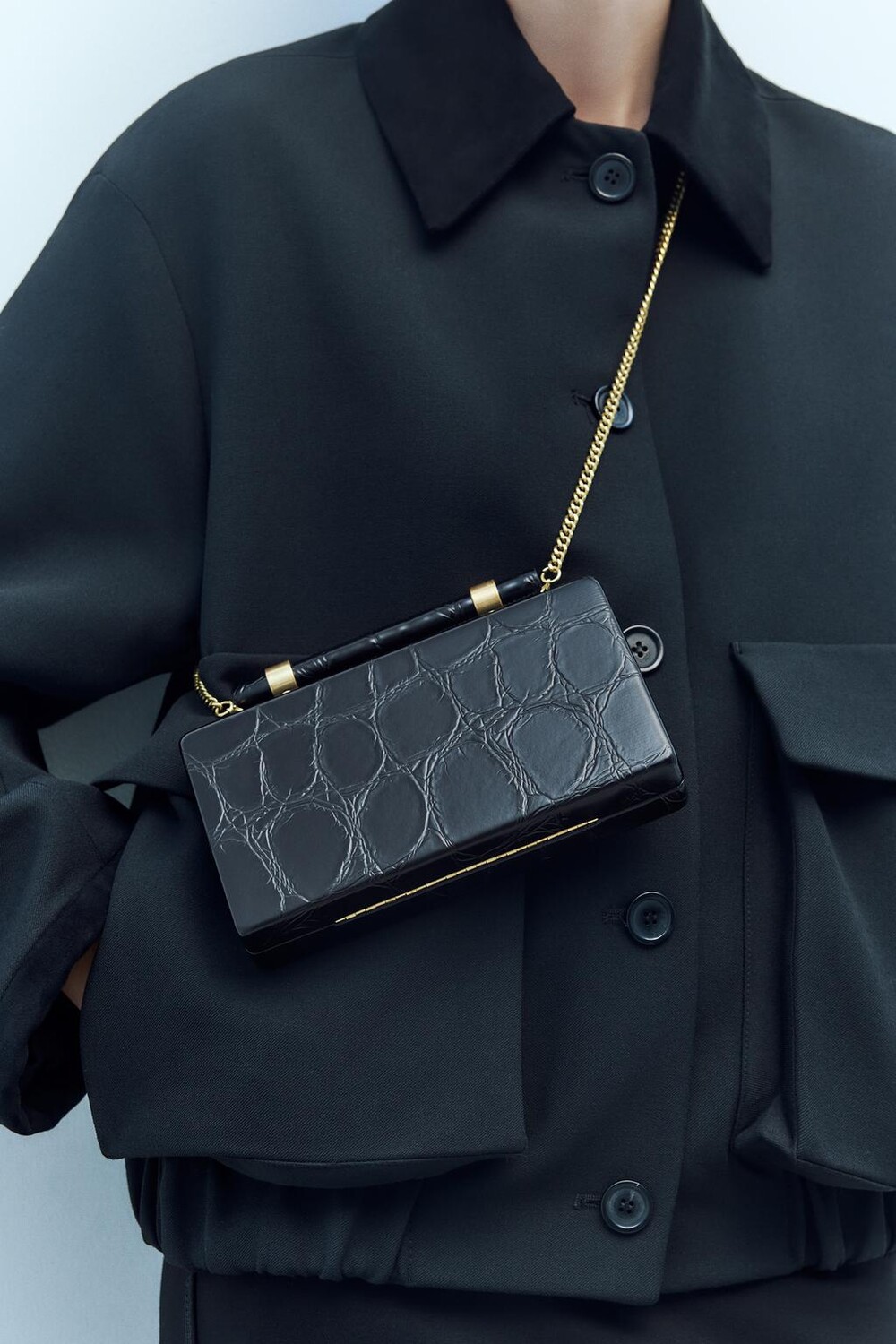 

Сумка Zara Mock Croc, черный