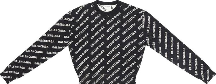 

Толстовка Balenciaga All Over Logo Crewneck 'Black/White', черный