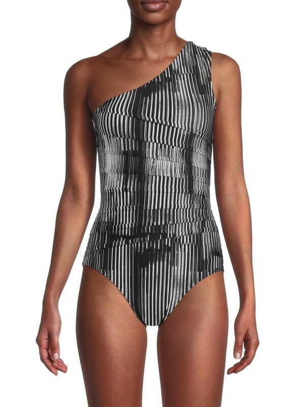 

Полосатый слитный купальник Calvin Klein Black multi