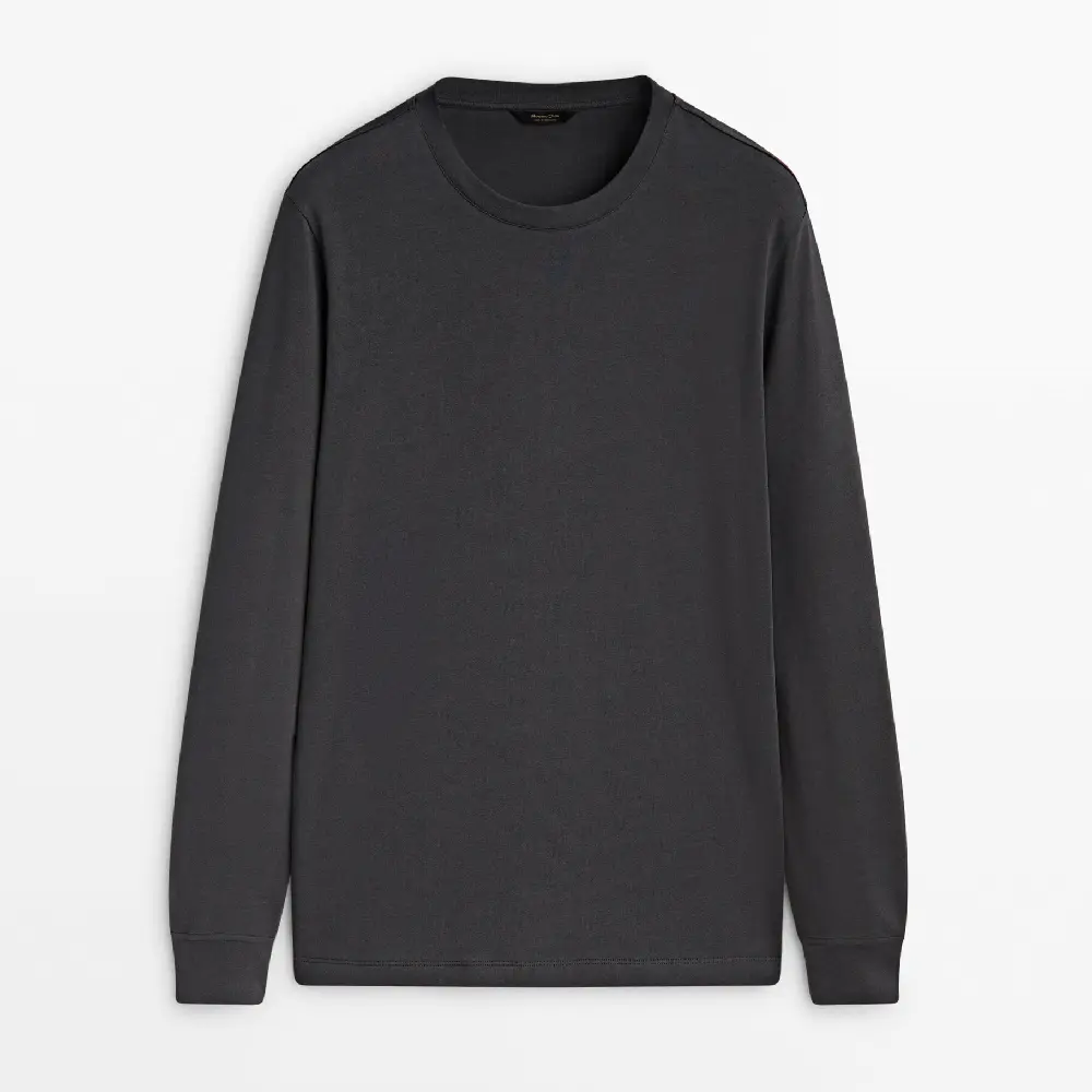

Лонгслив Massimo Dutti Cotton, темно-серый