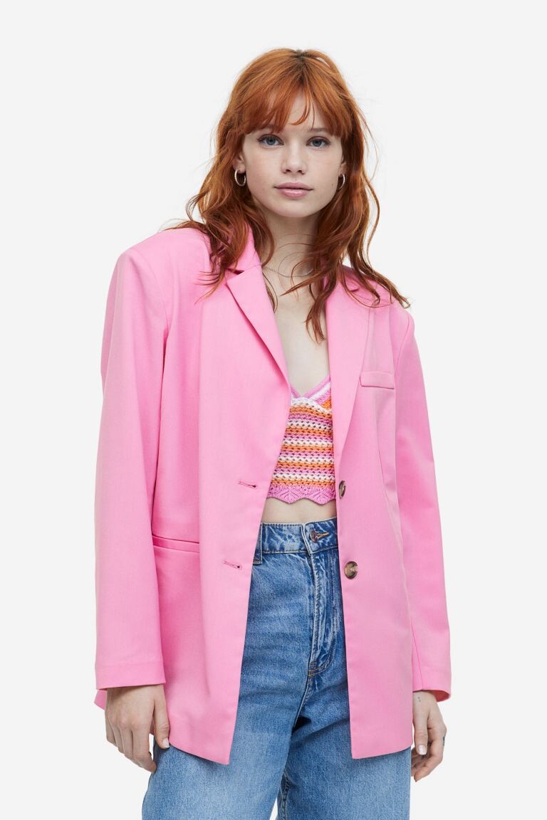 

Однобортный блейзер H&M, розовый
