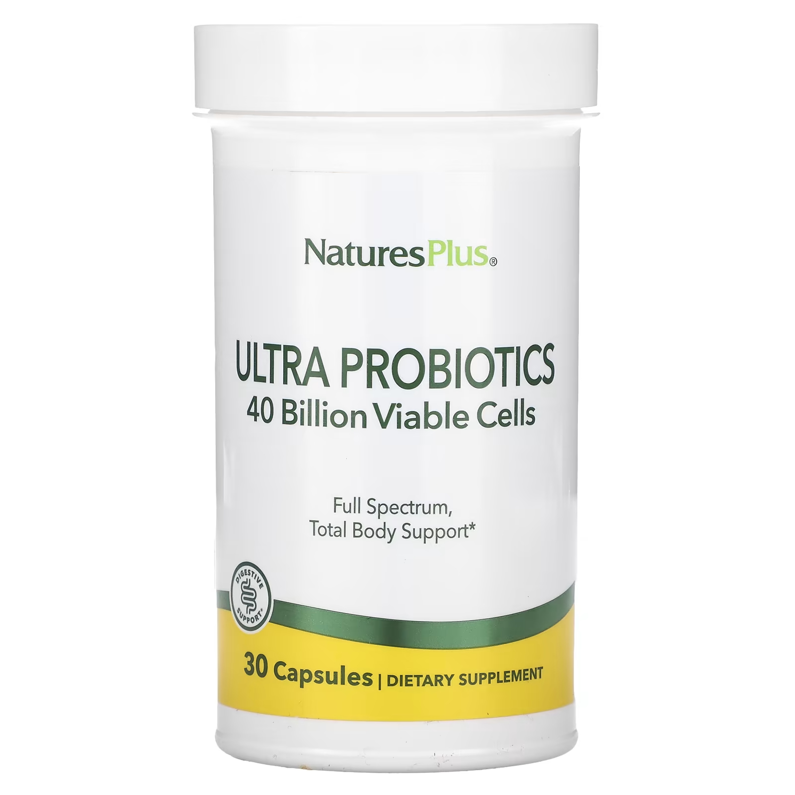 Пищевая добавка NaturesPlus Ультрапробиотики 40 миллиардов, 30 капсул naturesplus ультрапробиотики максимальная эффективность 40 млрд жизнеспособных клеток 60 растительных капсул