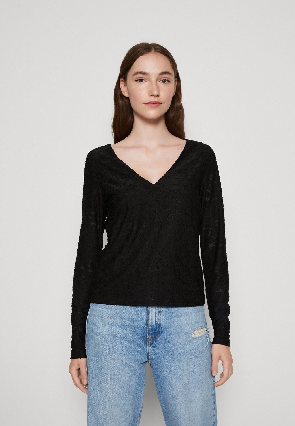 цена Футболка с длинным рукавом Vmriva V Neck Vero Moda, черный