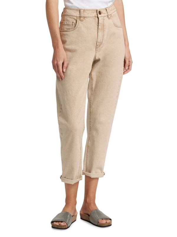

Зауженные джинсы с высокой посадкой Brunello Cucinelli Beige