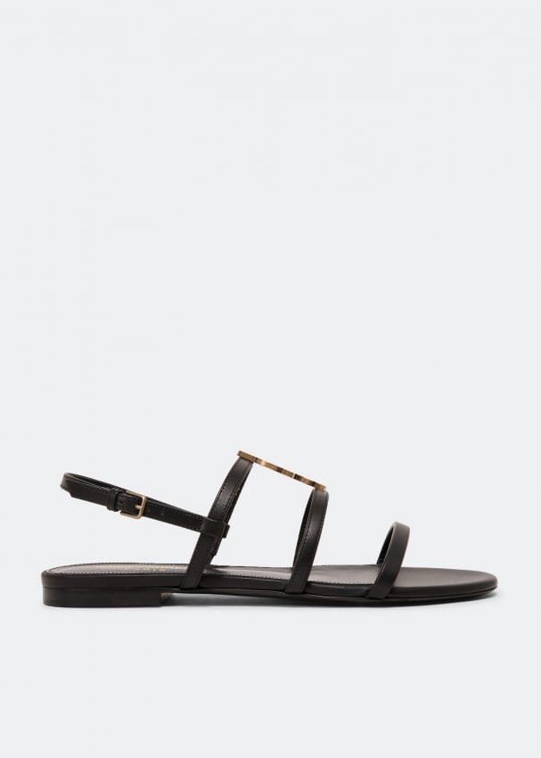 Сандалии SAINT LAURENT Cassandra flat sandals, черный