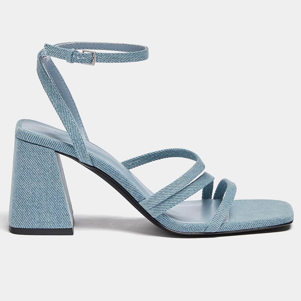 

Босоножки Pull&Bear Strappy Denim High-Heeled, деним