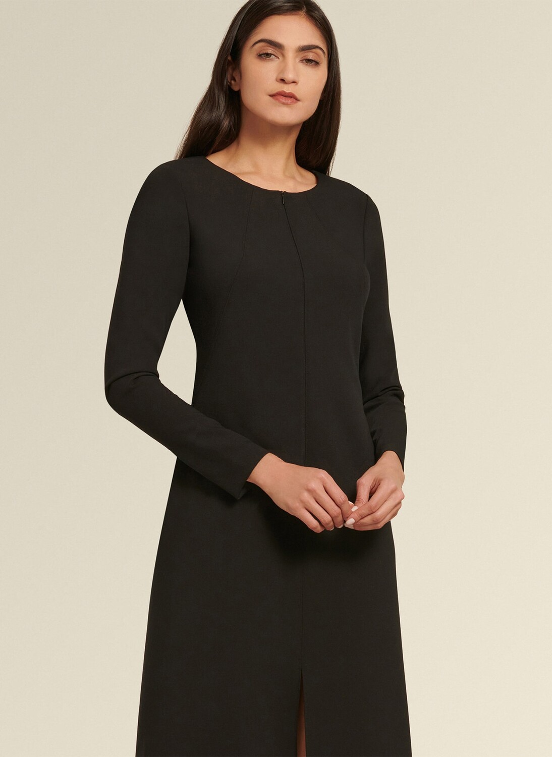 

Платье с длинным рукавом с разрезом спереди Donna Karan