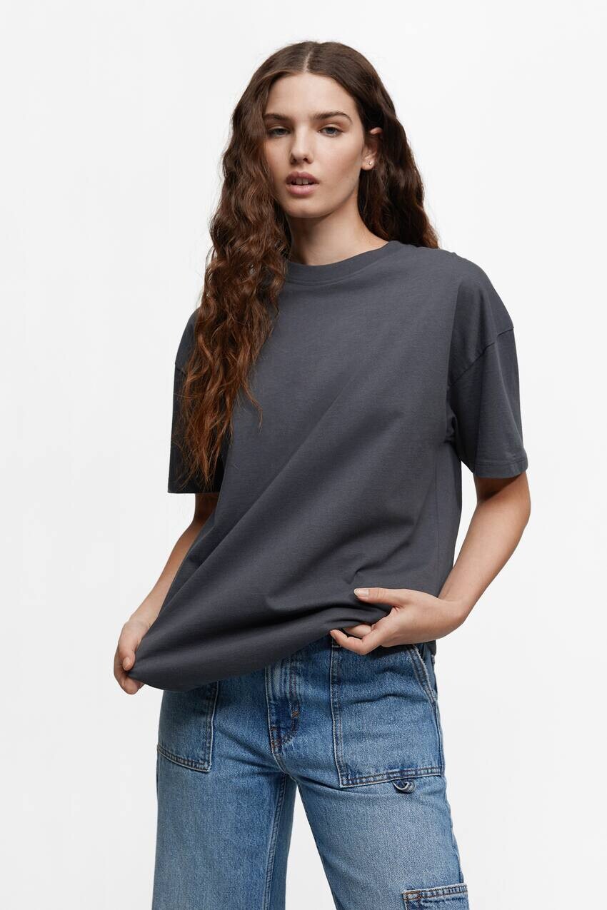 

Футболка оверсайз с короткими рукавами Pull&Bear, стальной