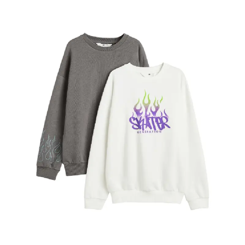 

Комплект толстовок H&M 2-pack Sweatshirts, 2 предмета, белый/темно-серый
