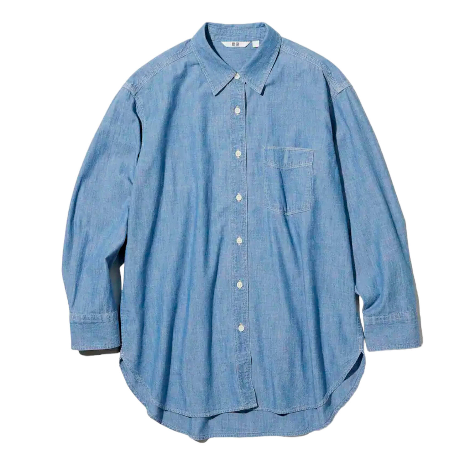 

Рубашка Uniqlo Chambray Oversized Long Sleeved, голубой