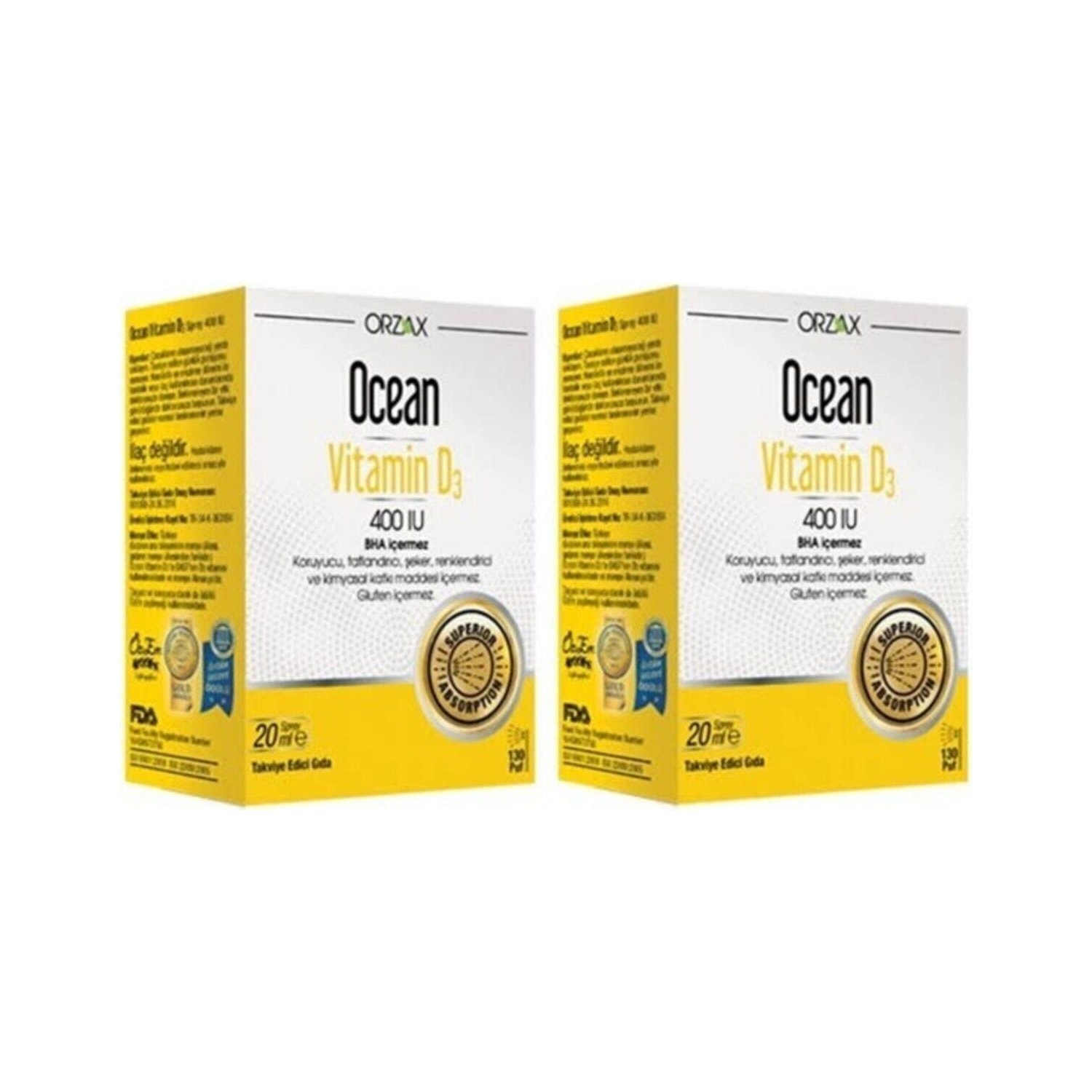 Спрей витамин D3 Ocean 400 МЕ, 2 упаковки по 20 мл