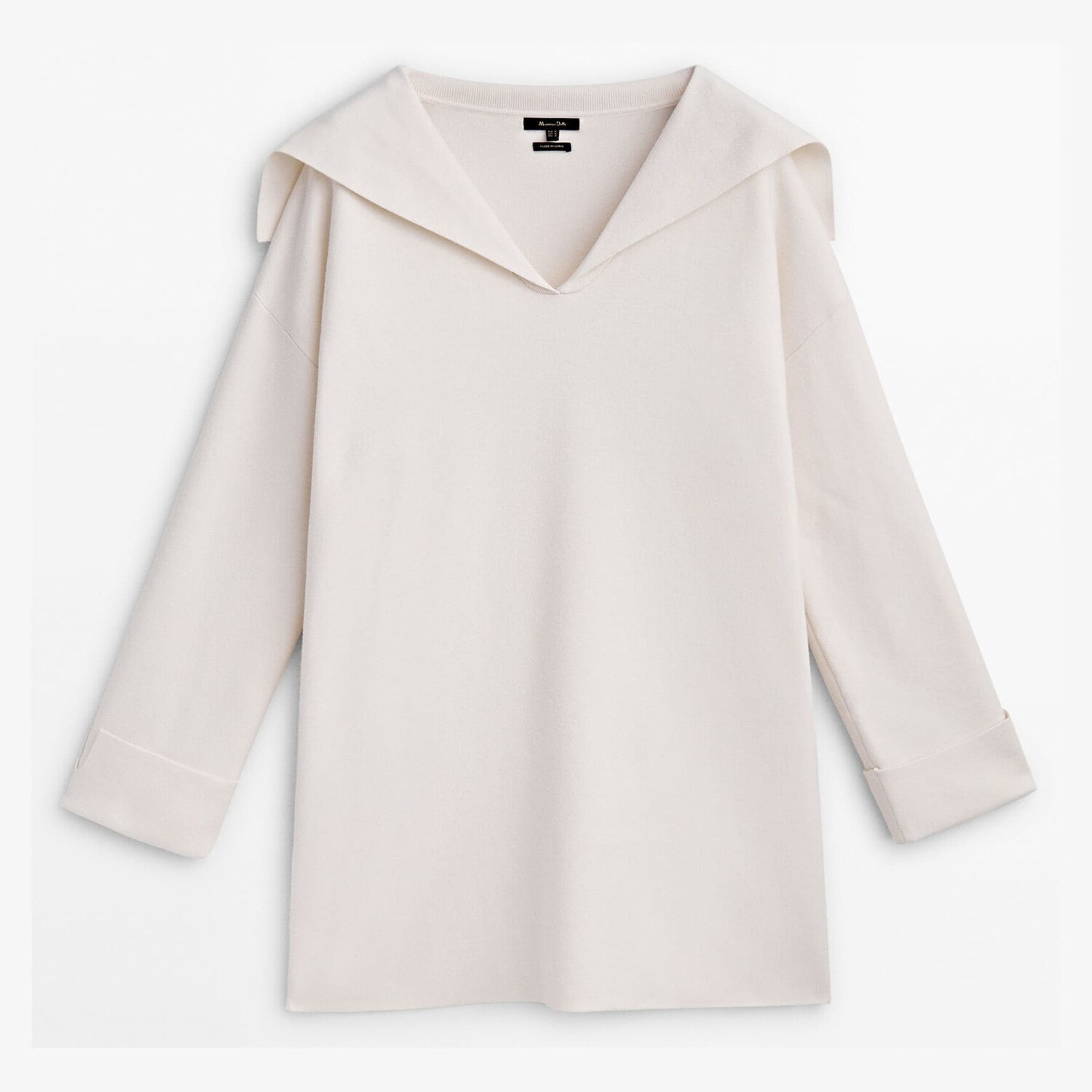 

Платье Massimo Dutti Short Knit With Sailor Collar, экрю