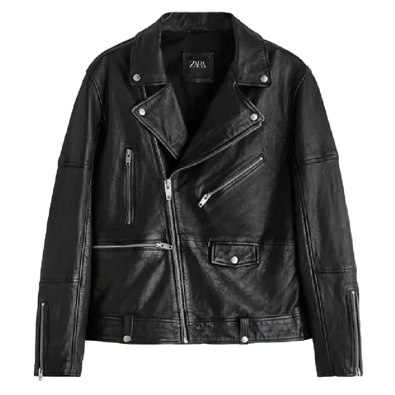 

Куртка кожаная Zara Leather Biker, черный