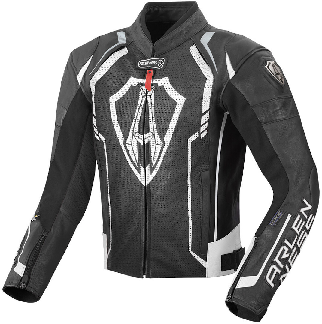 Мотоциклетная кожаная куртка Arlen Ness Track, черный/белый кожаная куртка для трекового мотоцикла arlen ness черный желтый
