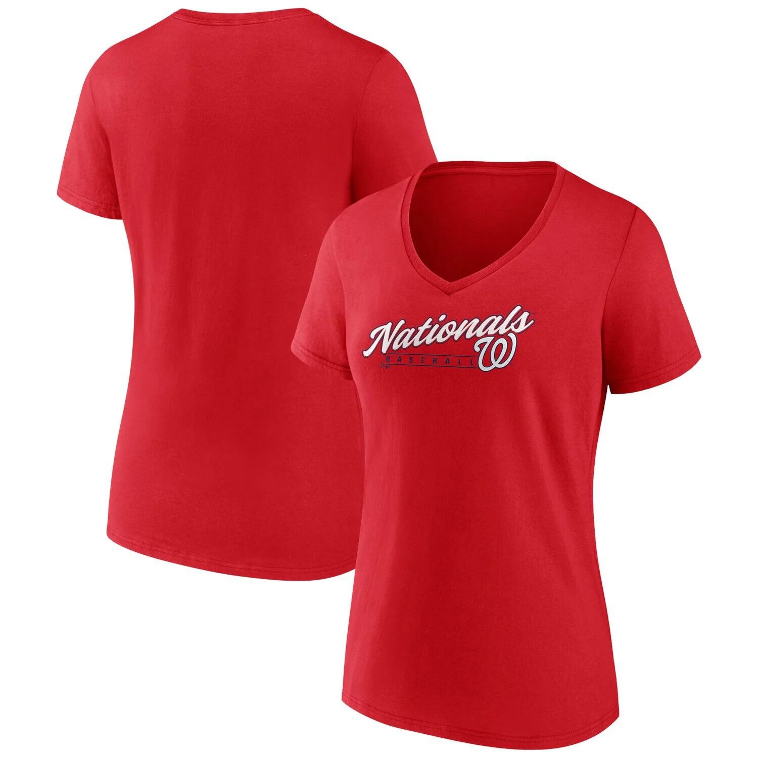 

Женская красная футболка с v-образным вырезом и логотипом Fanatics Washington Nationals One & Only Fanatics, Красный